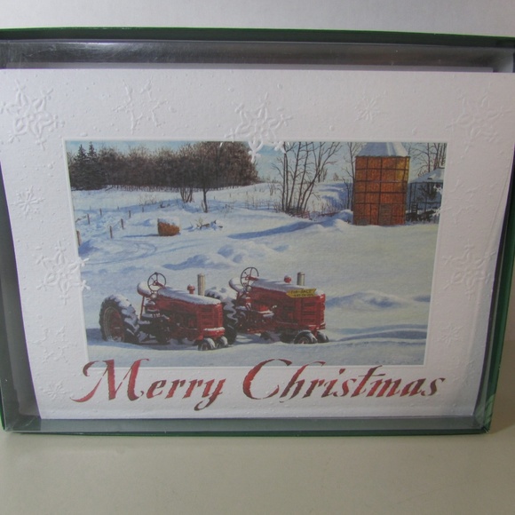 Leanin' Tree Tractor in Snow Christmas Cards - Picture 1 of 3